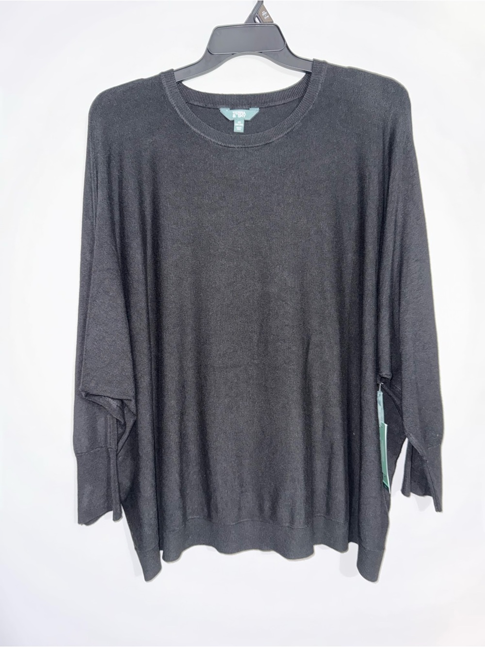 Terra & Sky Women’s Black Dolman Sleeve Pullover Sweater 4X